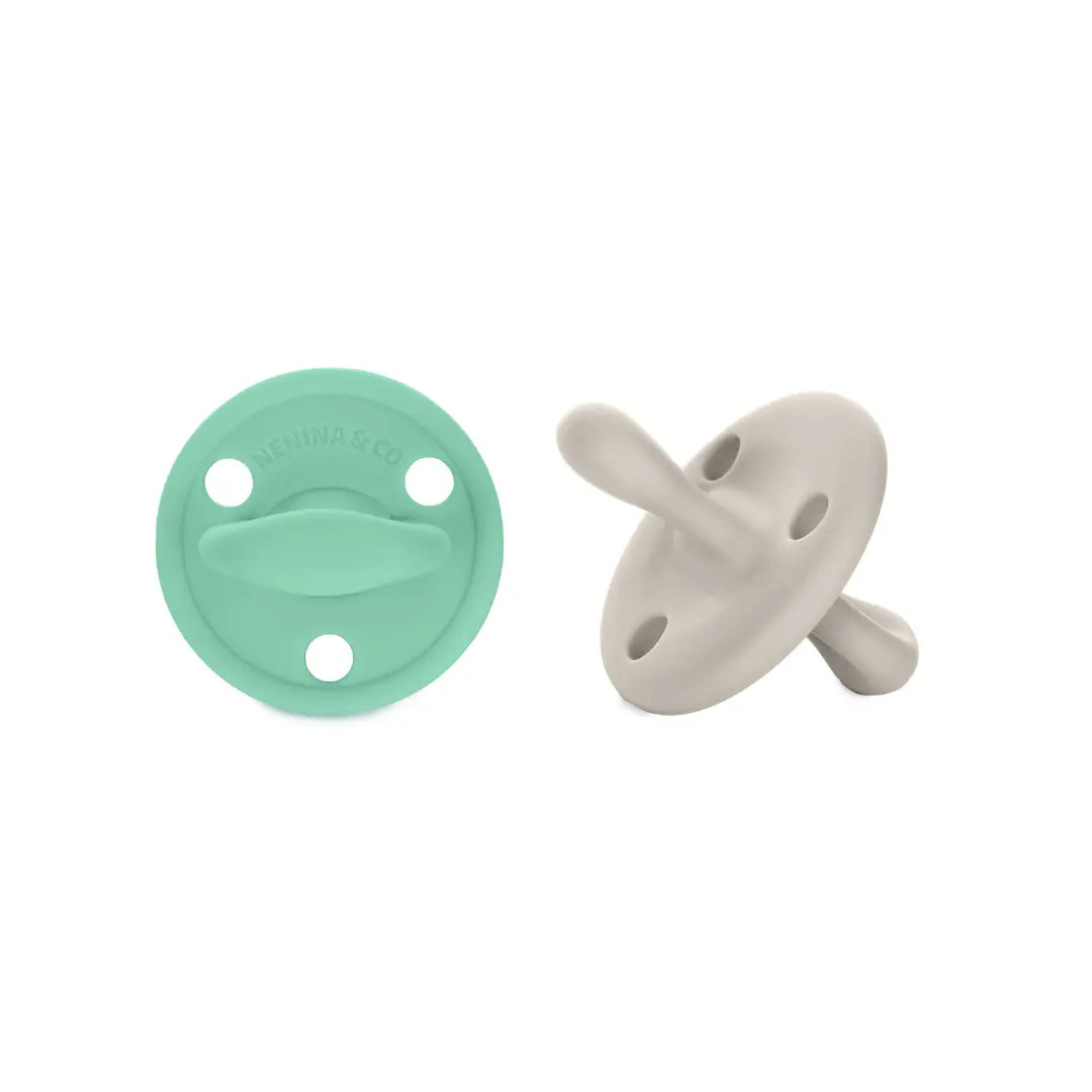 Chupete DIAMOND By Nenina & Co Mint y Gris | Silicona Orgánica para Bebé +12 Meses 