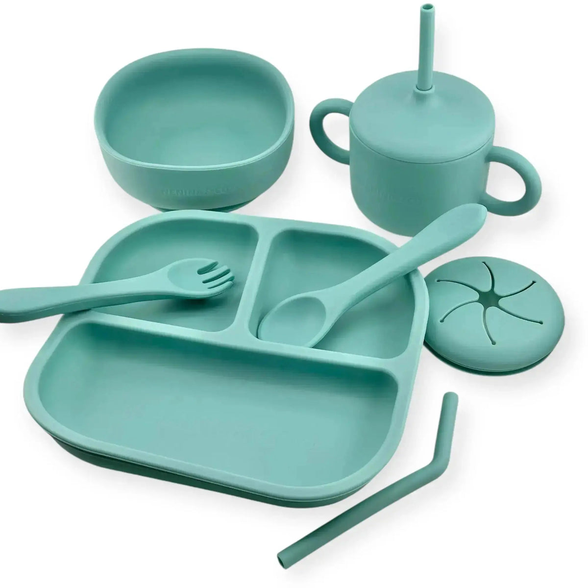 Kit Deluxe Babero + Vajilla BLW Mint 9 Piezas de Silicona orgánica con ventosas + Chupete Classic Breat Nenina & Co 